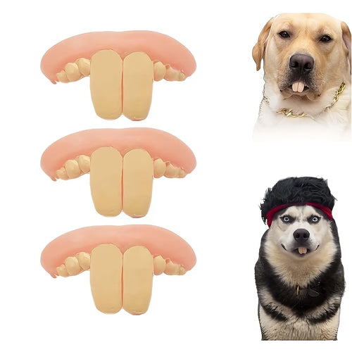 3pcs Hilarious Durable Dog Denture Toys - Tear-Resistant Fake Teeth for Pets - Perfect for Halloween & Photoshoots